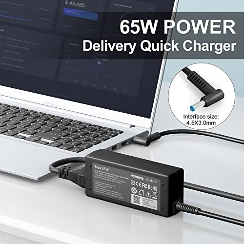 19.5V 3.33A 65W HP Laptop Charger Replacement HP Elitebook Charger Compatible for Elitebook 840-G3 850-G3 820-G3 745-G3 725-G3 755-G3 840-G4 820-G4 850-G4 840-G5 G6 Power Cord