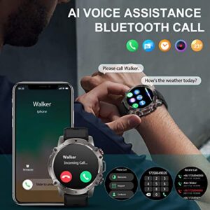 WalkerFit M6 Pro Military Smart Watch for Men Answer/Make Call,Reloj Inteligente,1.43" Fitness Tracker with Heart Rate/Blood Oxygen/Blood Pressure IP68 Waterproof Da fit Smartwatch for Android iOS