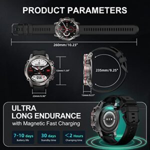 WalkerFit M6 Pro Military Smart Watch for Men Answer/Make Call,Reloj Inteligente,1.43" Fitness Tracker with Heart Rate/Blood Oxygen/Blood Pressure IP68 Waterproof Da fit Smartwatch for Android iOS