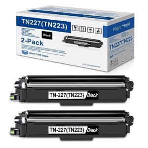 2 pack tn227 black toner cartridge tn-227 tanfenr compatible tn-223 tn227bk toner cartridge replacement for mfc-l3770cdw l3710cw l3750cdw l3730cdw hl-3210cw 3230cdw 3270cdw printer