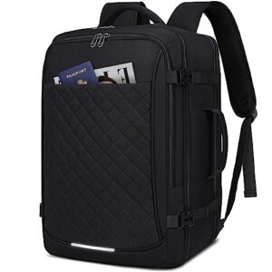 igolumon travel backpack for men women 40l flight approved carry on backpack 17 inch waterproof laptop backpack large luggage daypack business college weekender backpack with shoe bag, dark black