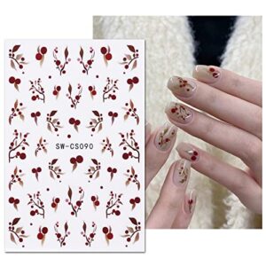 JMEOWIO 10 Sheets Spring Flower Nail Art Stickers Decals Self-Adhesive Pegatinas Uñas Summer Daisy Floral Nail Supplies Nail Art Design Decoration Accessories