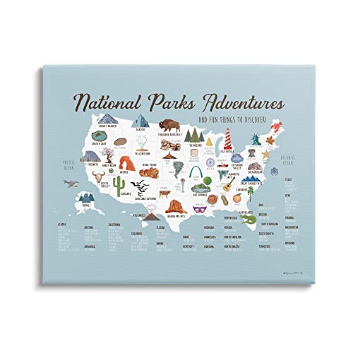 Stupell Industries National Parks Adventures USA Map Canvas Wall Art, Design by Stephanie Workman Marrott