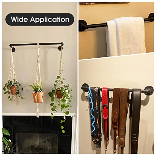 Dawod Industrial Pipe Clothing Rack 18 Inch 2 Pack, Wall Mounted Clothes Rack, Hanging Clothes Rods for Closet and Laundry Room, Multi-Purpose Heavy Duty Garment Bar