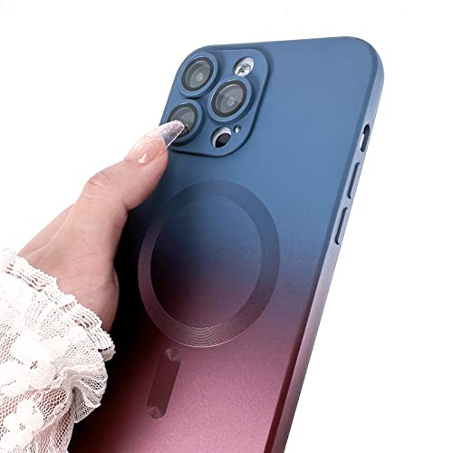 LSL for iPhone 14 Pro Max Case [Compatible with MagSafe] Soft TPU Bumper Anti-Drop Anti-Scratch Shockproof Full Camera Lens Protective Slim Multicolor Magnetic Cover - Blue Red