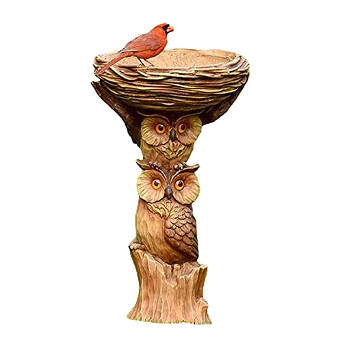 Bird Baths for Outdoors, Brown Pedestal Handmade, Antique Outdoor Garden Bird Bath Resin Birdbath Bowl, Handmade Gifts for Outdoor Home Garden, Yard Lawn Decorations