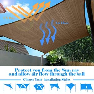 AwnPro Square Shade Sail 6' x 6' Canopy to Block Sunlight for Outdoor Patio Garden Patio Deck Pergola (Brown)