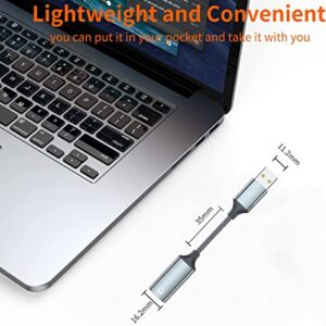 USB A to Lightning Audio Adapter Cable USB 3.0 Male to Lightning Female HiFi Audio Headphones Converter Fit with USB A MacBook Computer PC Support Volume Control Mic Nylon Braided