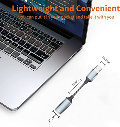 USB A to Lightning Audio Adapter Cable USB 3.0 Male to Lightning Female HiFi Audio Headphones Converter Fit with USB A MacBook Computer PC Support Volume Control Mic Nylon Braided