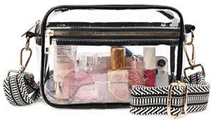 weddinghelper clear crossbody bag, clear bag stadium approved clear purse with adjustable strap for sports concerts festivals events (black-color1)