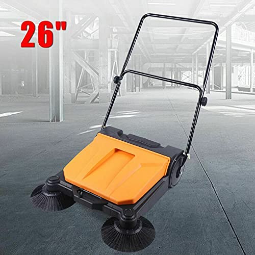 KONKENIE 26" Industrial Hand Push Sweeper Large Area Floor Pavement Street Sweeping Tool for Indoor Outdoor Use