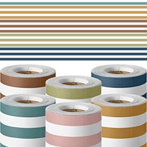 6 Rolls 196.8 ft Fall Bulletin Board Borders Thanksgiving Autumn Pumpkin Maple Leaf Mushroom Border Classroom Bulletin Trim Border for School Chalkboard Decor Office Party (Line)