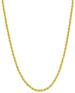 fiusem gold chain necklace for men, 2.5mm mens chain necklace, 18k gold plated stainless steel rope chain for men and women, mens necklace 20 inch