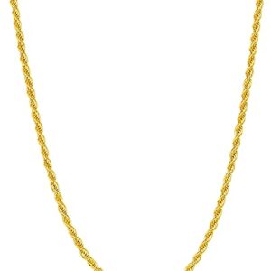 Fiusem Gold Chain Necklace for Men, 2.5mm Mens Chain Necklace, 18K Gold Plated Stainless Steel Rope Chain for Men and Women, Mens Necklace 20 Inch