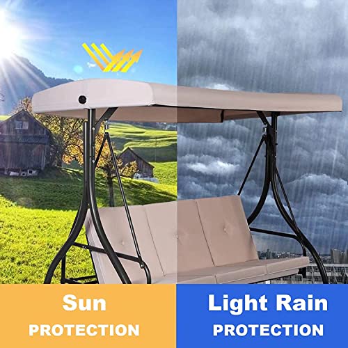 HADMB Swing Canopy Replacement, Patio Swing Chair Top Cover,Garden Porch Seat Furniture,2 & 3 Seater Waterproof UV Resistant Swing Canopy Seat Top Sunproof Protection Cover(75''*47''*7''/9'')-Beige