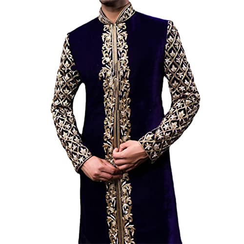 Muslim Caftan Robes Men Stand Collar Long Sleeves Jubba Thobe Man Fit Dress Islamic Clothing Abaya Homme Saudi