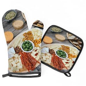 snacks sauces bread oven mitts kitchen oven gloves for cooking baking heat proof lining cotton kitchen potholder mittens pot holders hot pads for chef women men