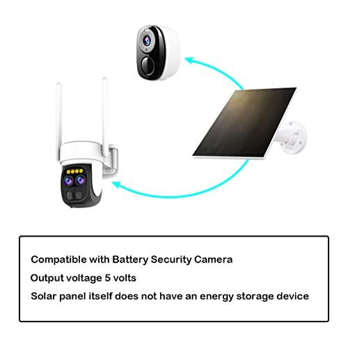 5W Solar Panel, IP 65 Waterproof 5V USB C and USB Micro Port for Security Cameras Wireless Outdoor, Compatible with Rechargeable Battery Security Camera