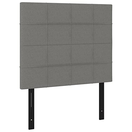 vidaXL Bed Frame, Upholstered Platform Bed with Headboard, Single Bed Base with Plywood Slats Support for Bedroom, Dark Gray 39.4"x74.8" Twin Fabric
