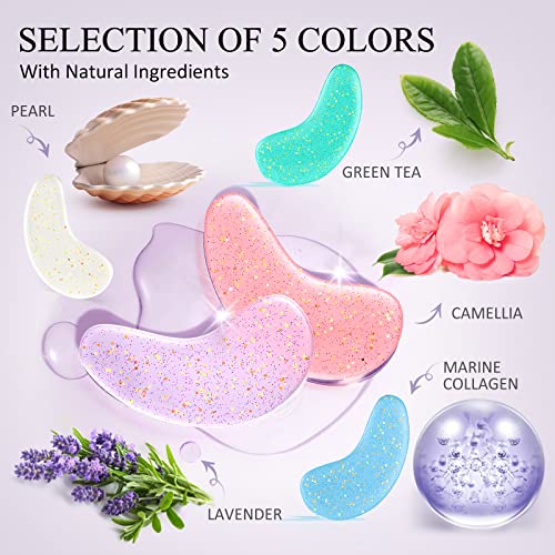 SHVYOG Under Eye Patches, Under Eye Mask for Dark Circles and Puffiness, Eye Gel Pads for Puffy Eyes, Anti Aging Eye Bags Treatment for Women, Pearl, Green Tea, Camellia, Marine Collagen, Lavender