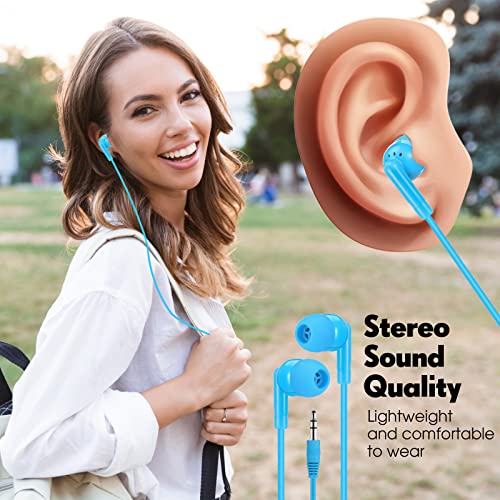 Yunsailing 40 Packs Multi Colored Bulk Earbuds for Classroom Individually Wrapped 3.5 mm in Ear Earphones with Wire for Android MP3 Students Adult Schools Hospitals Hotels Library Museums Gift