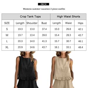 AUTOMET 2 Piece Shorts Set For Women Cruise Resort Wear 2023 Summer Vacation Sleeveless Linen Crop Top Casual Matching Lounge Sets Tracksuits Jumpsuits Cute Clothes
