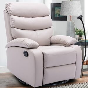 cooexult rocker swivel recliner chair, swivel recliner made of microfiber fabric, rocking recliner chair for nursery, bedroom, living room, rv - beige