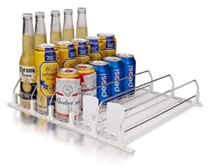 soda can dispenser for refrigerator - 5 row automatic pusher glide, drink organizer for fridge, soda can drink organizer for fridge, width adjustable beverage pusher glide, soda dispenser for fridge