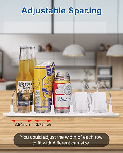 Soda Can Dispenser for Refrigerator - 5 Row Automatic Pusher Glide, Drink Organizer for Fridge, Soda Can Drink Organizer for Fridge, Width Adjustable Beverage Pusher Glide, soda dispenser for fridge