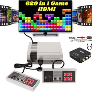 retro game console,classic game system built in 620 games and 2 classic controllers,rca and hdmi hd plug and play video games for kids