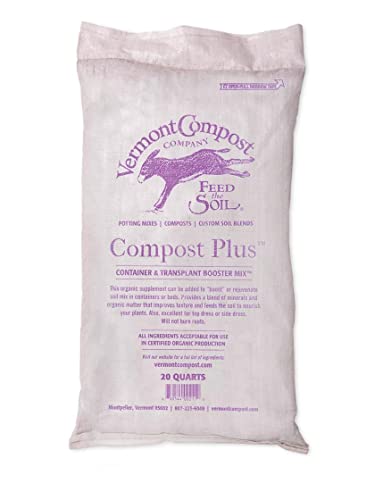 Vermont Compost Company - Compost Plus Organic Container and Transplant Booster Mix | All-Natural Potting Soil for Plants & Vegetable Gardening - 20 Quarts | Gardener's Supply Co Exclusive