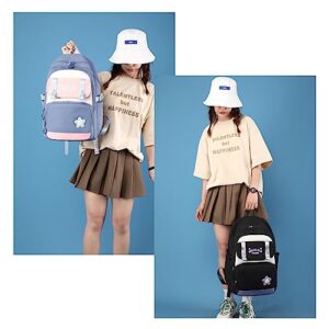 YJMKOI Kawaii Backpack for Teen Girls Aesthetic Student Bookbags Large capacity Middle School Girls Backpack with Cute Plush Charm