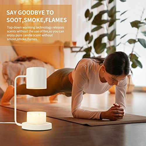 Candle Warmer Lamp with Dimmer,Electric Candle Lamp Warmer with Timer,1H/2H/4H Dimmable Candle Lamp,Wax Melt Warmer for Scented Wax with 2 Bulbs,Home Decor and Gift for Mother(White)