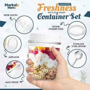 Overnight Oats Containers with Lids - Multi-Functional 16 OZ Overnight Oats Jars - 2 Pack Mason Jars Overnight Oats - Overnight Oats Container Glass - Oatmeal Container - Chia Pudding Jars with Lids