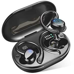 upgrade your everyday headphones or wired earbuds with these workout, noise cancelling earbuds, true wireless earbuds over ear dynamic sounding tws i25 bluetooth v5.1, hifi, waterproof earbuds.