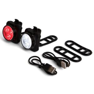 square1 bicycle lights front and rear rechargeable - bright 300 lumen bike lights for night riding - durable, waterproof & multi-use - perfect bike head light & tail light set for night riding