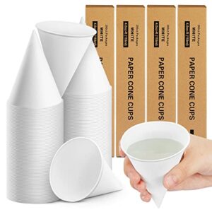 roshtia 800 pcs snow cone cups 4oz white paper cone cups thicken cone cups disposable cone paper cups shaved ice cups for shaved ice, slushies water cooler dispenser
