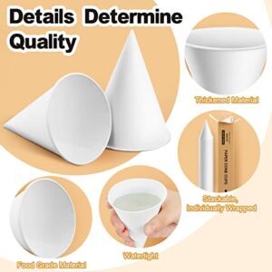 Roshtia 800 Pcs Snow Cone Cups 4oz White Paper Cone Cups Thicken Cone Cups Disposable Cone Paper Cups Shaved Ice Cups for Shaved Ice, Slushies Water Cooler Dispenser