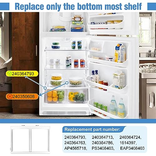 2023 UPGRADED 240364793 240364713, 240364724 Refrigerator Crisper Cover Compatible With frigidaire, kenmore Refrigerator OEM Quality, Replaces 240364763, 240364786, 1-Year Warranty