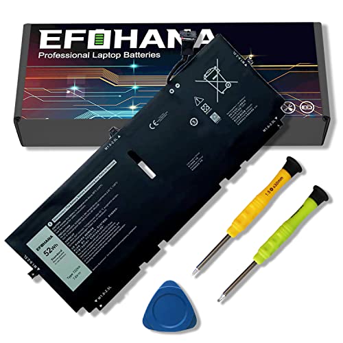 EFOHANA 722KK Laptop Battery Replacement for Dell XPS 13 9300 2020 XPS 13 9310 2020 XPS 13 9380 2020 P117G P117G002 P117G001 Series WN0N0 02XXFW 2XXFW FP86V 7.6V 52Wh 6800mAh