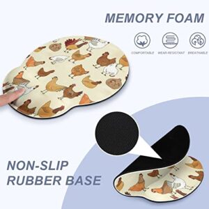 SEPTYK Yellow and White Chicken Pattern Ergonomic Mouse Pad with Wrist Support Rest Gel Non-Slip Rubber Base Mousepad for Computer Laptop Home Office Gaming Pain Relief
