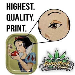 Long Neck Supply Rolling Tray - Durable 7" x 5.5" Smoking Apple Metal Cigarette Rolling Tray/Ashtray for Papers and Wraps - Roll with Style and No More Spills