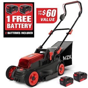 MZK 20V 13'' Brushless Cordless Push Lawn Mower, 4-Position Mowing Height Adjustment w/Removeable 7-Gallon Collection Bag(2 x 4Ah Batteries and Fast Charger Included)