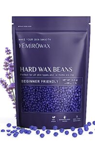 wax beads, femirowax 1lb hard wax beans for hair removal sensitive skin with lavender formula waxing beads for full body brazilian bikini face eyebrow at home wax refill for women men