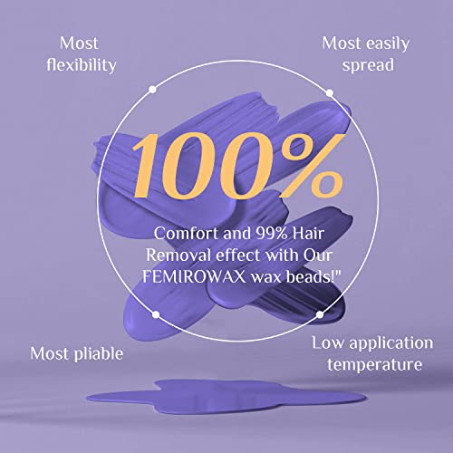 Wax Beads, FEMIROWAX 1lb Hard Wax Beans for Hair Removal Sensitive Skin with Lavender Formula Waxing Beads for Full Body Brazilian Bikini Face Eyebrow at Home Wax Refill for Women Men