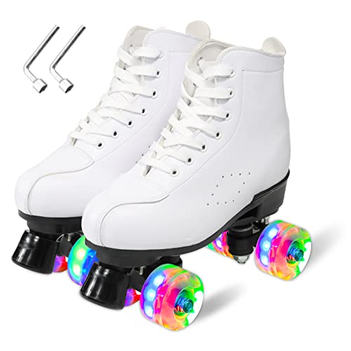 Roller Skates for Women and Men,Derby Roller Skates Professional Outdoor Indoor, Adjustable Four Wheel Senior Roller Skates