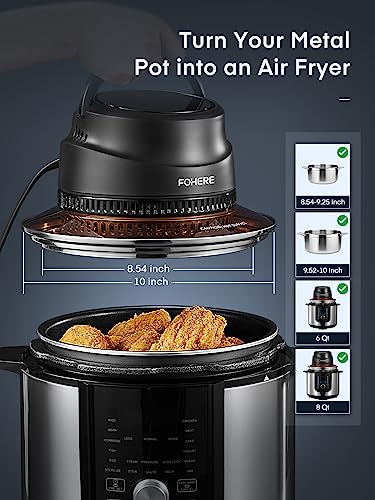 Air Fryer Lid for Instant Pot 6Qt/8Qt, 7 in 1 with LED Touchscreen, Turn Your Pressure Cooker Into Air Fryer in Seconds, Air Fryer Accessories and Recipe Cookbook Included