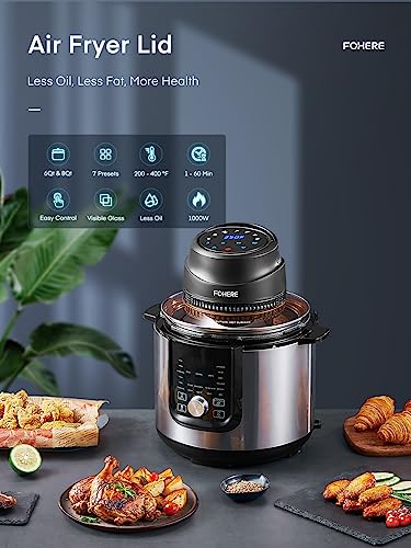 Air Fryer Lid for Instant Pot 6Qt/8Qt, 7 in 1 with LED Touchscreen, Turn Your Pressure Cooker Into Air Fryer in Seconds, Air Fryer Accessories and Recipe Cookbook Included