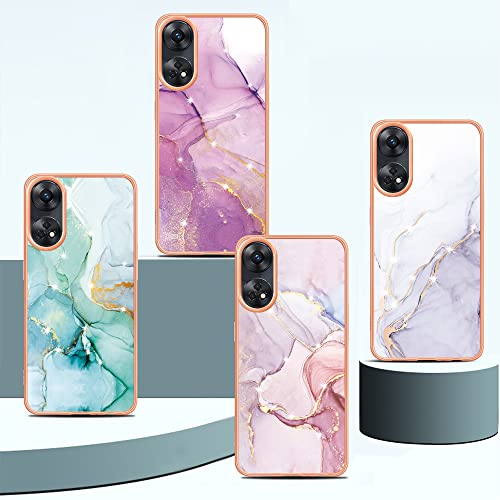 Dinglijia for Oppo Reno8 T 4G(Not 5G) Phone Case, Soft TPU + IMD Marble Pattern Slim Design Enhanced Camera and Screen Protection Girls and Women Case for Oppo Reno8 T 4G YBBK Green A