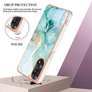 Dinglijia for Oppo Reno8 T 4G(Not 5G) Phone Case, Soft TPU + IMD Marble Pattern Slim Design Enhanced Camera and Screen Protection Girls and Women Case for Oppo Reno8 T 4G YBBK Green A